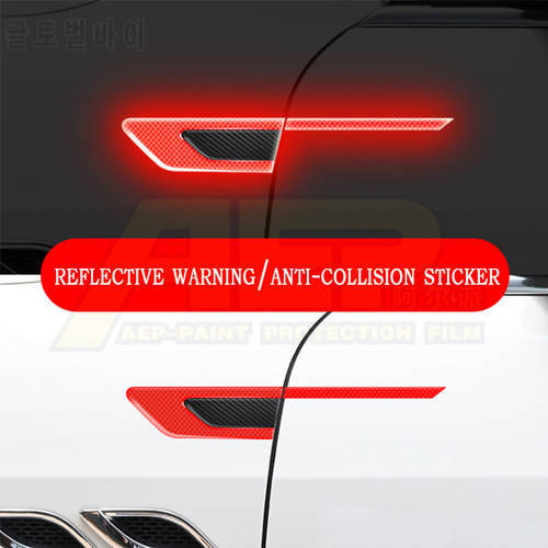2Pcs/Set Car Reflective Safety Warning Strip Tape Car Bumper Reflective Strips Secure Reflector Stickers Decals anti-collision