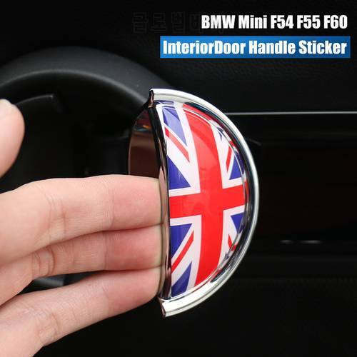 4pcs3D Epoxy glue Car interior Front rear door handles stickers For Mini Cooper One S F54 F55 F56 F60 Countryman Car Styling