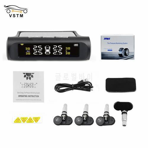 Good Quality LCD Display Auto Security Alarm Systems Tyre Pressure Car TPMS Tyre Pressure Monitoring System Solar Power Digital