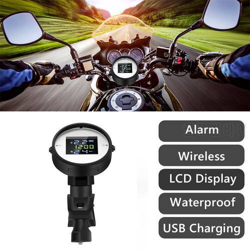 LCD Digital Display TPMS Alarm Motorcycle Tire Pressure Monitor Wireless High-precision Electric Detector With Magnetic USB Por
