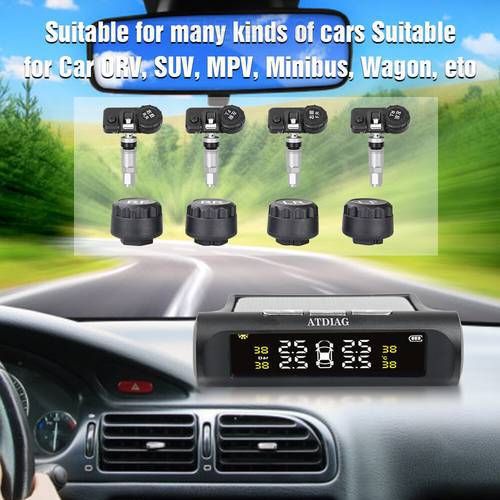 2021 Best Quality Car TPMS Tire Pressure Alarm Monitor System Colorful Display Internal/External Solar Power + USB Charging