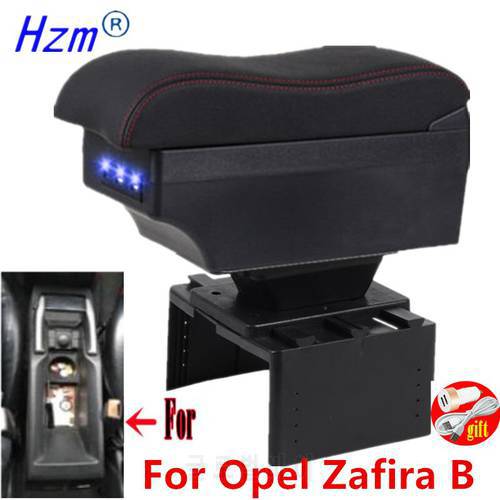 For Opel Zafira B Armrest Box For Opel Zafira B Car Armrest Interior Parts Center Storage box with USB LED light