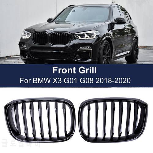 Car Front Kidney Grill For BMW3 4 X3 X4 G01 G02 G08 2018-2021 Single Line 1slat Gloss Matte Black Bumper Racing Grills