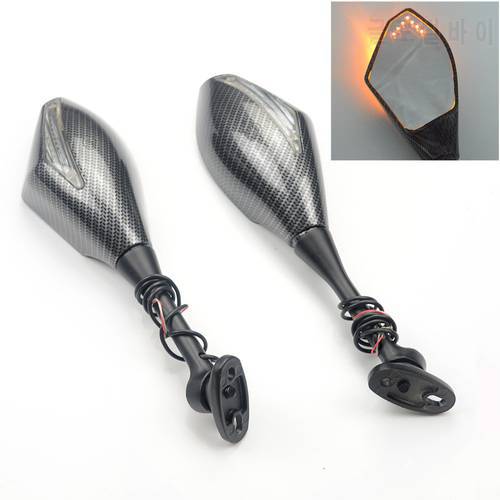 Carbon Fibe Motorcycle Rearview Mirrors LED Turn Signals Lights for Honda CBR 600 RR 2003-2014 CBR1000RR 2004 2005 2006 2007 CBR