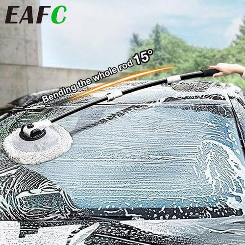 Car Cleaning Telescoping Long Handle Cleaning Mop Brush Car Wash Foam Brush Chenille Broom Dual brush heads Auto Accessories