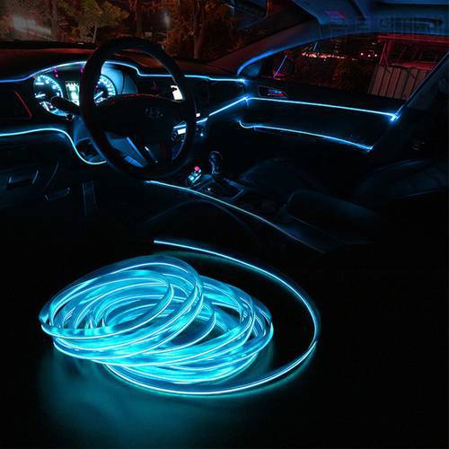 1/3/5M Interior Light Strip Interior Moulding Decorative Lamp EL Wire Strip Neon Light Auto Flexible Ambient Car Strip Interior
