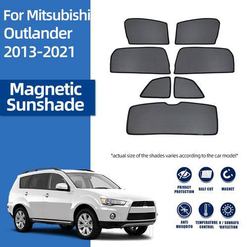 For Mitsubishi Outlander ES 2013-2021 Magnetic Car Sunshade Front Windshield Mesh Frame Curtain Rear Side Window Sun Shade Visor