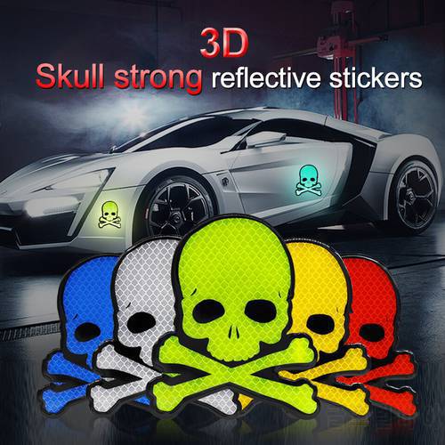2020 3D Creative Skull Head Reflective Car Stickers Waterproof Anti-Sack Durable 3D Reflective Warning Sticker Accessories