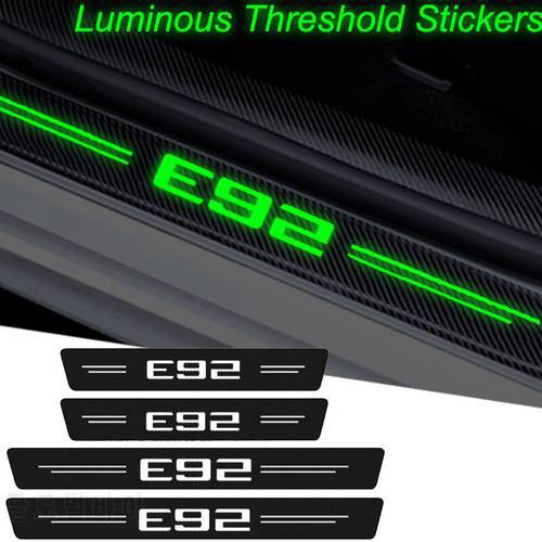 Luminous Carbon Fiber Car Door Threshold Strip Tape Waterproof Protect Film Decals for BMW E92 Emblem E84 E87 E90 E91 Styling
