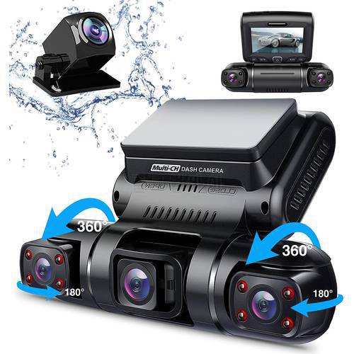 4 Channels Dash Cam Front+Left+Right+Rear 4*1080P Car DVR 2K Wifi Dash Camera 8 IR Light Night Vision Van Taxi Driving Recorder