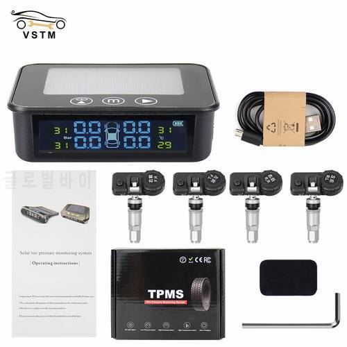 AN-11 Smart Solar Car TPMS Touch Switch Auto Tire Pressure Monitoring Tyre Temperature Alarm Warning System Tyre Pressure