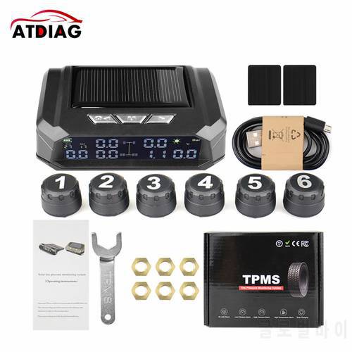 2022 Original Truck Car Tire Pressure Monitoring System TPMS USB Solar Charge External Sensor Tyre Temperature Alarm Monitor