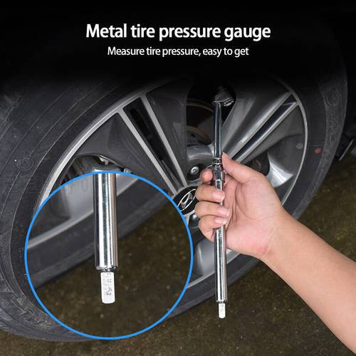 Car Tire Pressure Gauge Pen Tire Air Pressure 10-150PSI double-sided scale Test Meter Metal Tire Pressure pen Motorcycle accesso