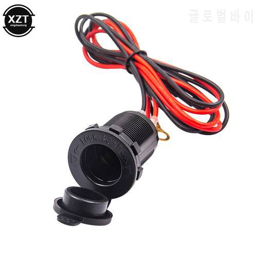Black Cigarette Lighter 1M Cable 12V 120W Motorcycle Car Boat Tractor Accessory Waterproof Power Socket Plug Outlet Car-styling