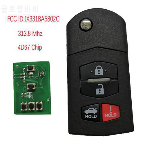 Datong World Car Remote Key For Mazda FCC ID JX331BA5802C 313.8 Mhz 4D63 Chip Auto Smart Remote Control Replace Car Key