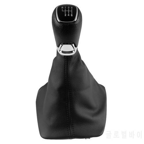 Chrome & Leather Manual Gear Shift Knob Lever Gaitor Boot Cover Case For Skoda Octavia A5 A6 2004-2012 Car Styling Accessories