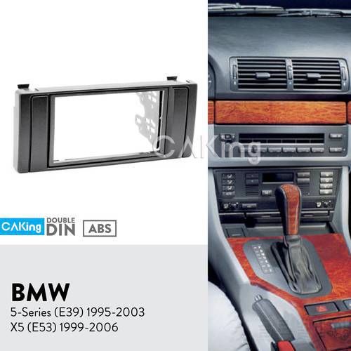 2DIN Car Fascia Radio Panel for BMW 5 series (E39) 1995-2003 X5 (E53) 1999-2006 Dash Kit Install Facia Plate Adapter Bezel Trim
