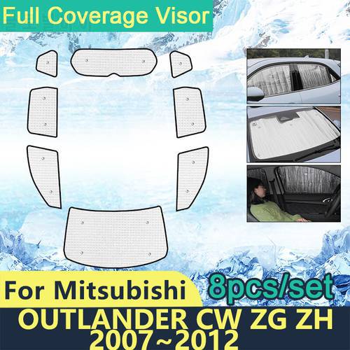 Full Cover Sunshades For Mitsubishi Outlander CW ZG ZH 2007~2012 Car Sun Protection Windshields Side Window Visor Accessories