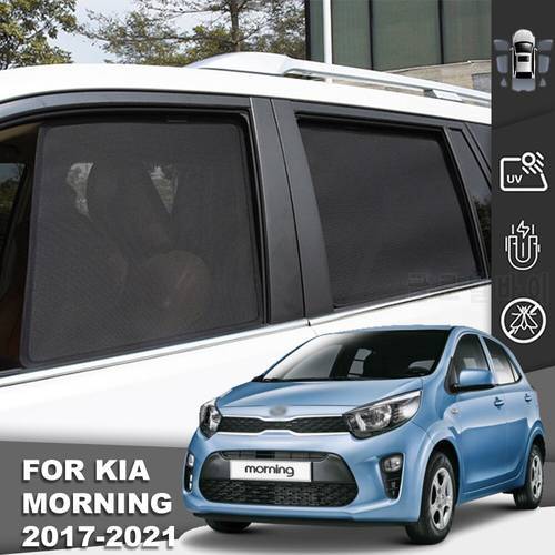 For Kia Picanto MORNING 2017 2018 2019 2020 2021 Magnetic Car Sunshade Front Windshield Mesh Curtain Rear Side Window Sun Shade