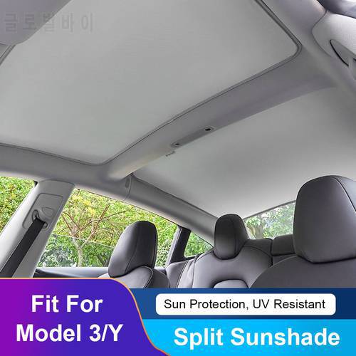 Car Split Buckle Sun Shades for Tesla Model 3 Model Y Front Rear Sunroof Windshield Skylight Anti-collapse Blind Shading Net