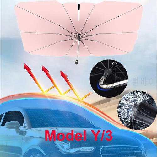 Car Windshield Sun Shade Covers Visors Auto Front Window Sunscreen Parasol Coche For Tesla Model 3 Y Sunshade Accessories New