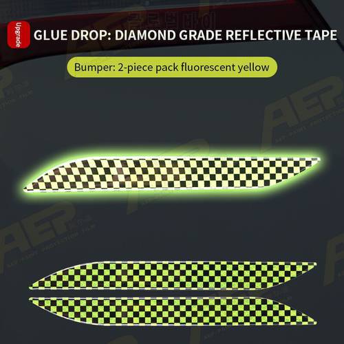 2pcs/Set Car Reflective Sticker Warning Strip Tape Traceless Protection Strip For Car Bumper Exterior Anti-Collision Accessories