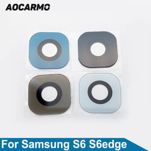 Aocarmo For Samsung Galaxy S6 S6edge Edge G9200 G9250 Rear Back Camera Lens Glass Cover With Adhesive Sticker Replacement