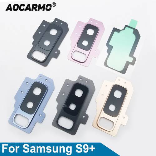 Aocarmo Rear Back Camera Lens Glass Ring Cover With Frame Adhesive For Samsung Galaxy S9+ SM-G9650/DS Plus 6.2