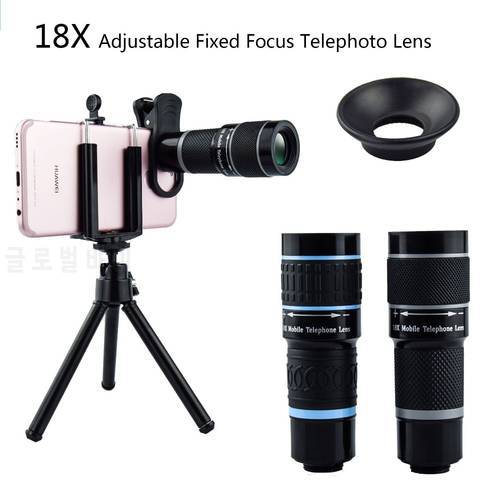 18X Telescope Zoom Mobile Phone Lens for iPhone 7 Plus Samsung Smartphones Universal clip Telefon Camera Lens with tripod Stand