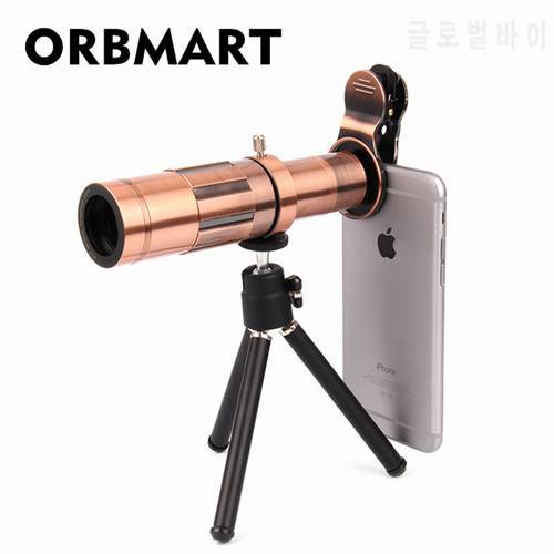 ORBMART Bronze Copper Color Universal Clip 20X Zoom Optical Telephoto Telescope Mobile Phone Lense For Cellphone Smartphone
