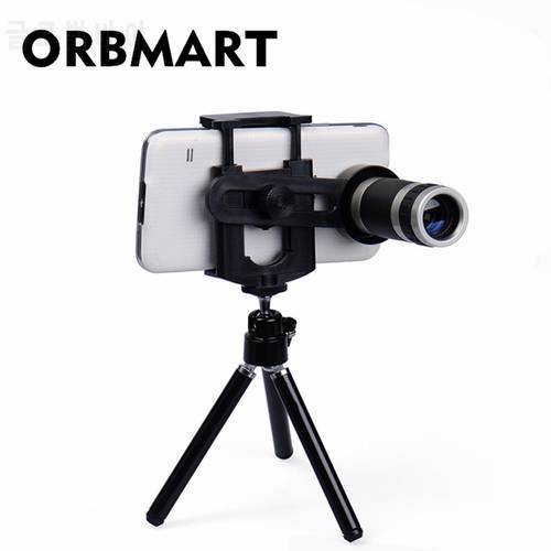 ORBMART 8X Zoom Telescope Mobile Phone Lens With Mini Tripod Holder For iPhone 5s 6 6S Plus Samsung S6 S5 Note 5 4 Xiaomi Doogee