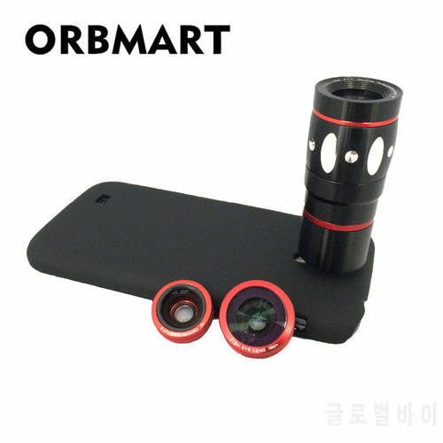 ORBMART Fish Eye Wide Angle Macro 10x Zoom Telescope Camera Lens With Protective Back Cover For Samsung Galaxy S4 I9500