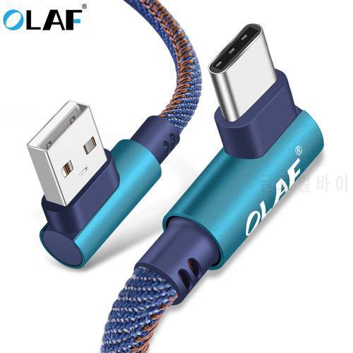 OLAF USB Type C Cable 90 Degree 3A Quick Charge Data Charger USB Cable For Samsung S8 S9 S10 Xiaomi mi8 mi9 Huawei P20 P30 Pro