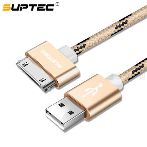 SUPTEC 2.4A USB Cable for iPhone 4S 4 Nylon Braided 30 Pin Fast Charging Data Sync Charger Cable for iPad 1 2 3 iPod Nano