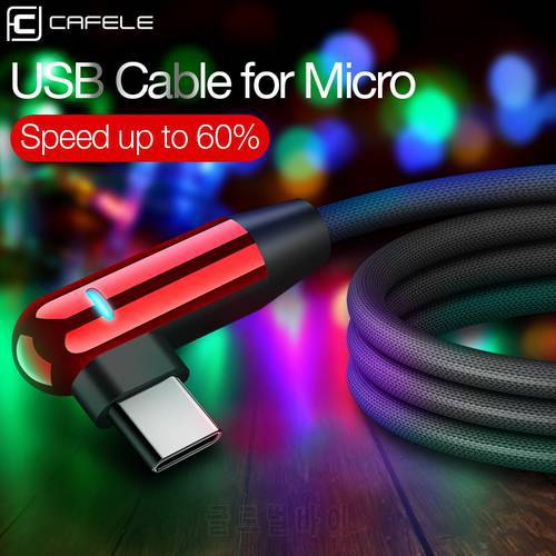 Cafele USB C Cable for Xiaomi 8 USB Type C Cable LED Lighting Nylon Weave Type-C USB-C Mobile Charger USB Cable