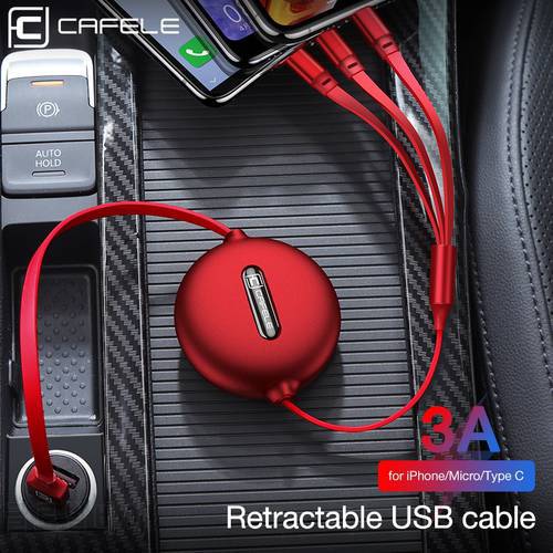 3 in 1 Retractable USB Cable Fast Charger 3A Data Cable Cord Wire Type-C Micro For iOS, Samsung iPhone Huawei Xiaomi