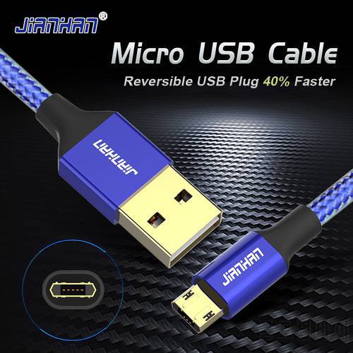 Reversible Micro Double side USB Cable 5V2A Fast Charging Data cord Plug For Samsung Xiaomi Android Phone Braided power plu