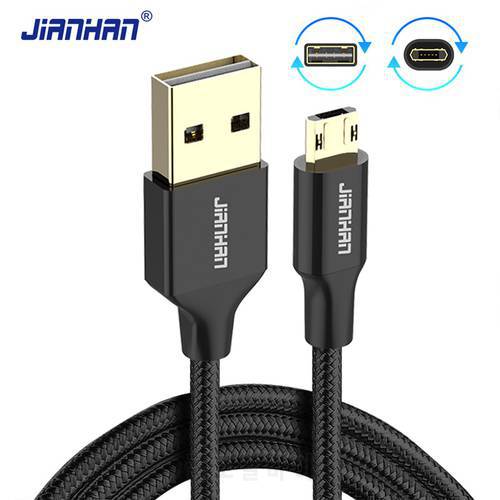 JianHan Reversible Micro USB Cable Mini USB Mobile Phone 5V2A Fast Charger Data Cord Charging Cable For Samsung Xiaomi 4X Huawei