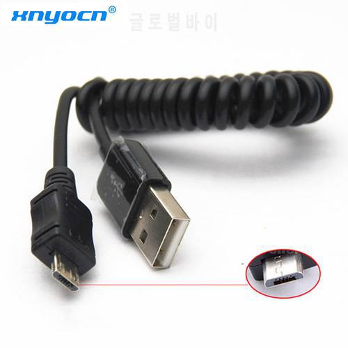 Free Shipping Spiral Coiled USB 2.0 A Male To Micro USB B 5Pin Adaptor Spring Cable for Mobilephone MP3 MP4 for Samsung S5 S6 S4
