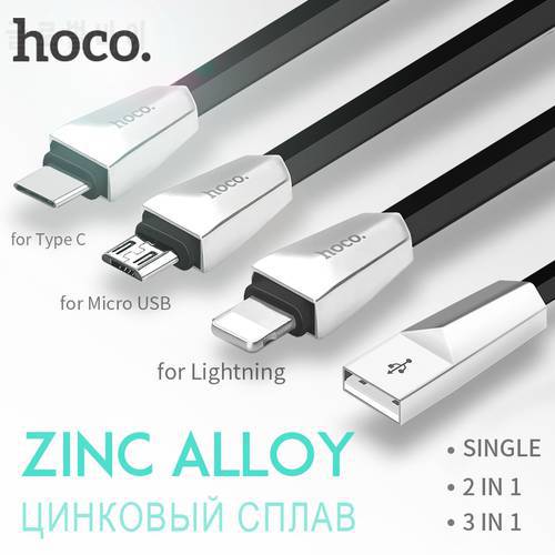HOCO Zinc Alloy 2.4AUSB Cable Data Charging Cable for Apple iPhone Plug OTG Charger Micro USB Type C for Samsung Xiaomi Huawei