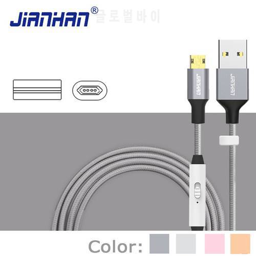 Reversible Micro USB Cable on off Switch For Data Transmission USB 2.0 Sync Cables for Xiaomi Sansumg Galaxy Android Phone