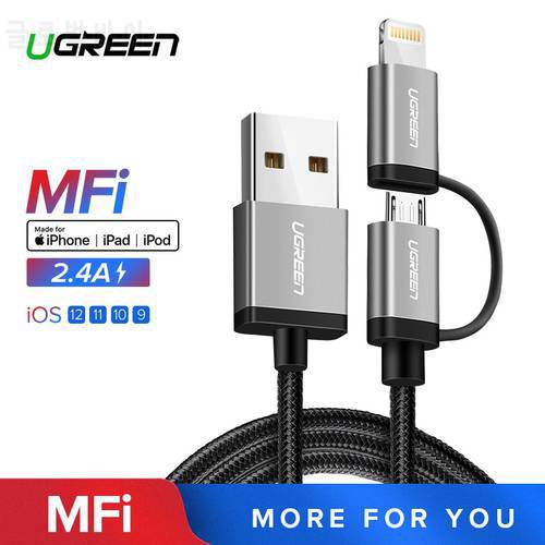 Ugreen USB Type C Cable for Samsung Galaxy S10 S9 2 in 1 Fast Micro USB Cable Charging Data Cable Moble Phone USB Charger Cord