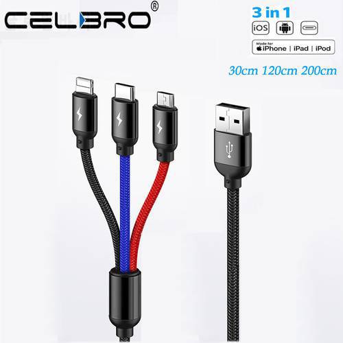 Multi USB Type C Cable 2 Meter Micro Usb C Short Cabel Multiple Usb Charger Cable For Samsung S20 Ultra 20 Charge Wire 2m