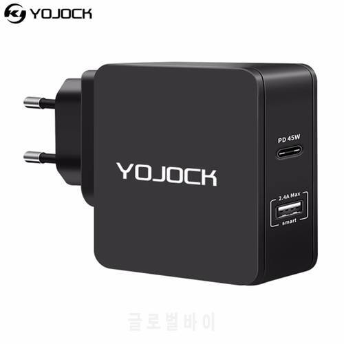 YOJOCK PD Charger Power Delivery Wall Charger 45W 2.4A USB Charge Adapter for Apple MacBook Nintendo Switch Chromebo