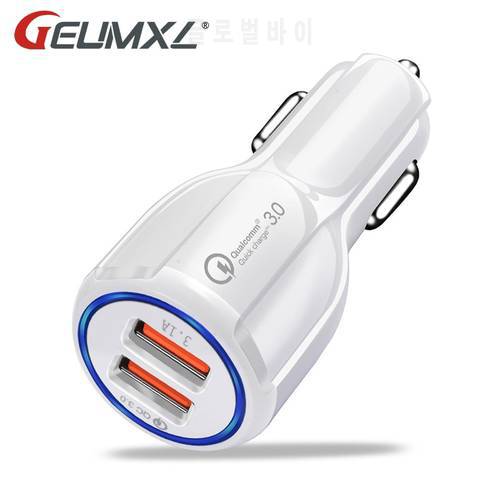 3.1A 2USB Car Charger Quick Charge 2.0 3.0 Mobile Phone Car-charger adapter for Samsung Xiaomi & Type C Micro USB Cable 1m