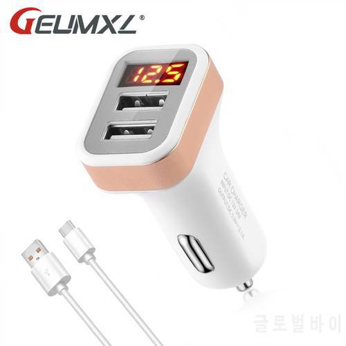 Dual Port USB Adapter Car-charger Double USB for iPhone iPad Samsung Xiaomi Phone Charging cable Car Charger Digital Display