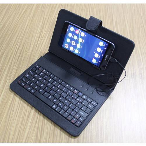 Black Mini Wired Keyboard General Wired Keyboard Flip Holster Case For Andriod OTG Mobile Phone 4.2&39&39-6.8&39&39 Tablet Laptop PC