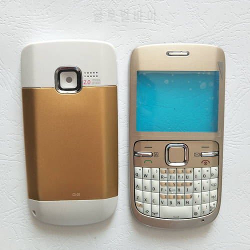 Full Housing For Nokia C3 C3-00 Back Case Battery Cover Front+Middle Frame Keypad C3-00 Replacement Part+Logo