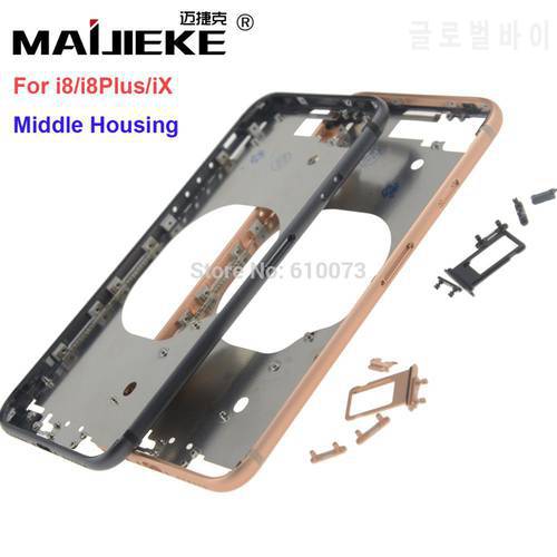 MAIJIEKE New Front Bezel Chassis Frame For iphone X 8 8G 8 Plus Back housing Middle Frame with Side Buttons Set Replacement Part