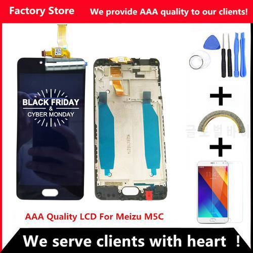 AAA Quality LCD+Frame For MEIZU M5C/MEILAN 5C Lcd Display Screen Replacement For MEIZU M5C Digiziter Assembly